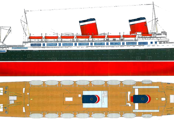 Ship SS America [Ocean Liner] (1940) - drawings, dimensions, pictures